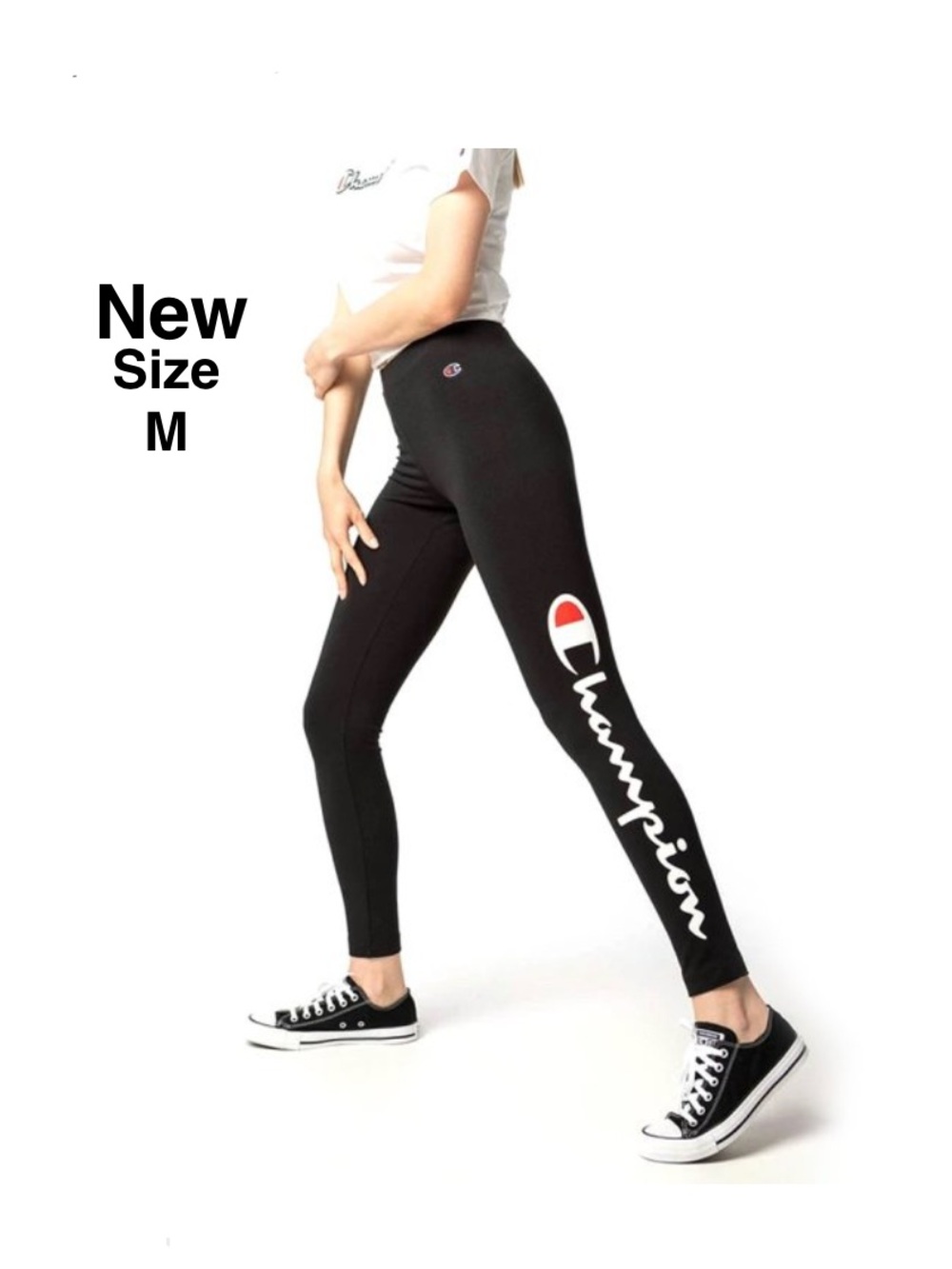 New champion logo leggings size m black with tags ⭐️⭐️⭐️⭐️⭐️